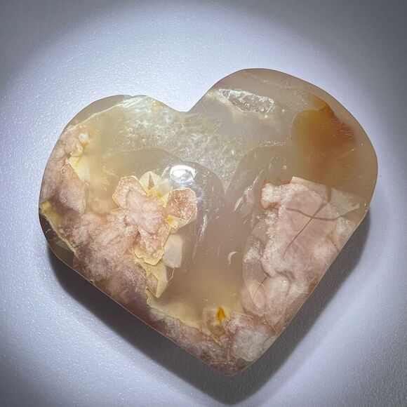 Flower Agate Heart Carving (#1)‎ - Picture 3 of 14